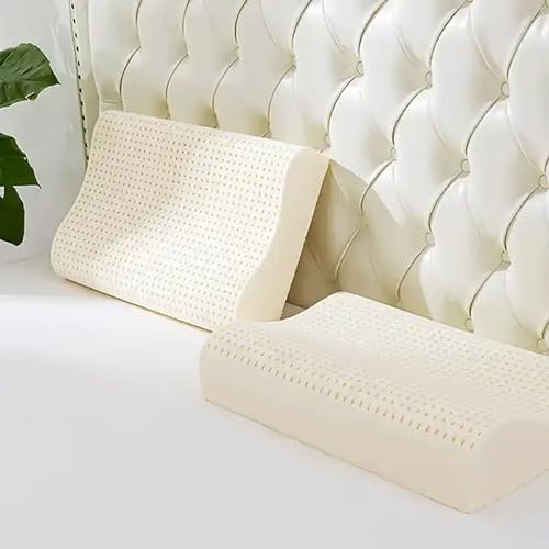 AJISH 100% Organic Contour Latex Pillow Ultra Plush Latex Foam Bed Pillow for Sleeping, Side and Stomach Sleepers- with Inner Cotton Cover, Pack of 1 White - Image 3