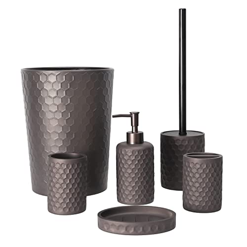 zccz Bathroom Accessory Set - 6 pcs Bronze Bathroom Accessories Set with Trash Can, Toothbrush Holder, Toothbrush Cup, Soap Dispenser, Soap Dish, Toilet Brush with Holder - Accessoire Salle de Bain - Image 1