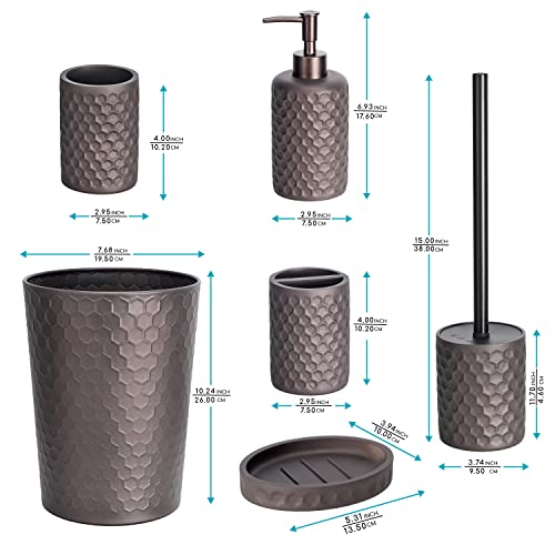 zccz Bathroom Accessory Set - 6 pcs Bronze Bathroom Accessories Set with Trash Can, Toothbrush Holder, Toothbrush Cup, Soap Dispenser, Soap Dish, Toilet Brush with Holder - Accessoire Salle de Bain - Image 2