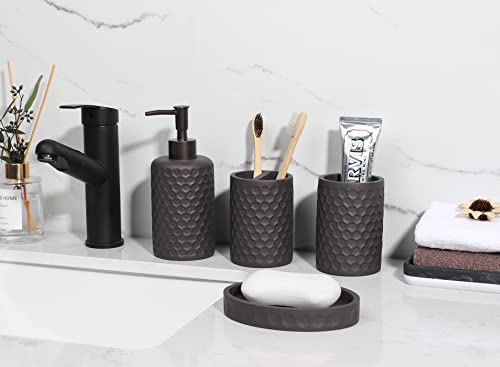 zccz Bathroom Accessory Set - 6 pcs Bronze Bathroom Accessories Set with Trash Can, Toothbrush Holder, Toothbrush Cup, Soap Dispenser, Soap Dish, Toilet Brush with Holder - Accessoire Salle de Bain - Image 3