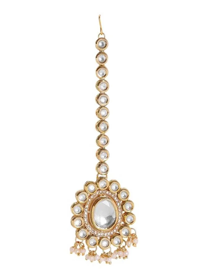 برياسي Ethnic Women Brass Maang Tika with pattern and secured with closure and styled in ideal for Ethnic moments — crafted to elevate your special moments.