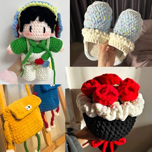 OMoiut 12 Pack Fluffy Velvet Yarn for Crocheting, Chunky Chenille Baby Yarn for Crocheting Soft Blanket, 787 yds Amigurumi Yarns for Knitting, Bulky Multicolored Crochet Yarns Set C - Image 5