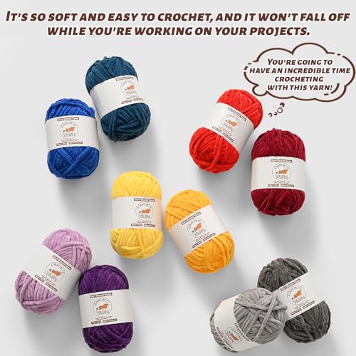 OMoiut 12 Pack Fluffy Velvet Yarn for Crocheting, Chunky Chenille Baby Yarn for Crocheting Soft Blanket, 787 yds Amigurumi Yarns for Knitting, Bulky Multicolored Crochet Yarns Set C - Image 4