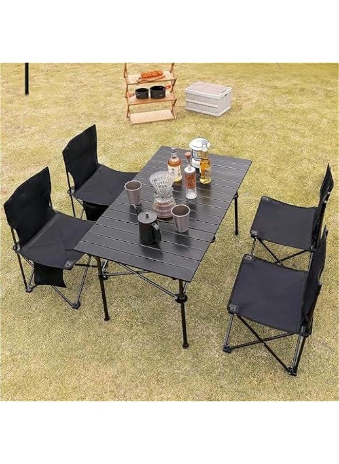 HOOKOR Camping Table, Carbon Steel Folding Beach Table with Carry Bag Outdoor Folding Portable Camping Table for Beach, Picnics, Cooking,37.4*22.4*19.6,Gray  - Image 2