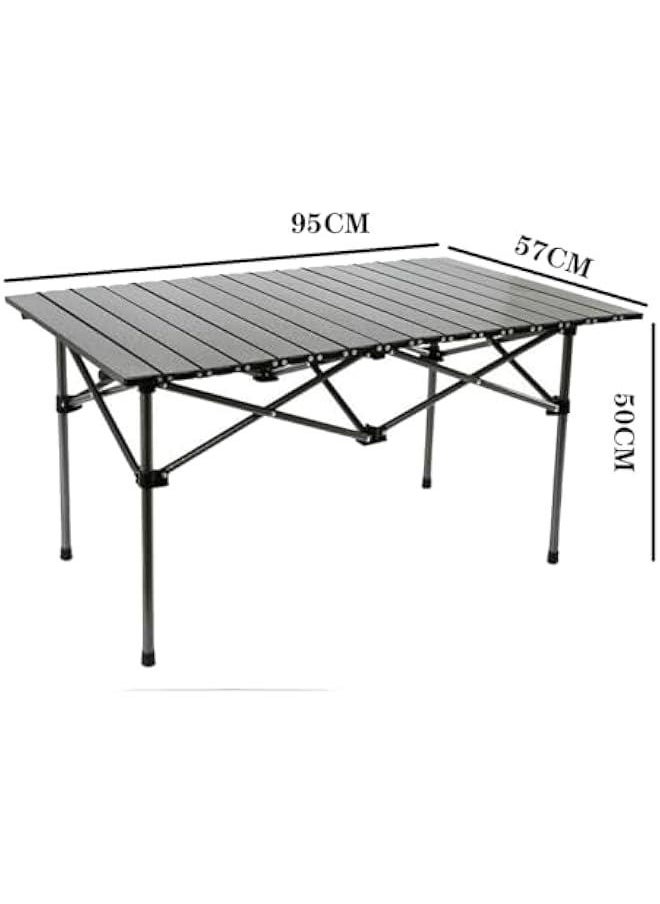 HOOKOR Camping Table, Carbon Steel Folding Beach Table with Carry Bag Outdoor Folding Portable Camping Table for Beach, Picnics, Cooking,37.4*22.4*19.6,Gray  - Image 3
