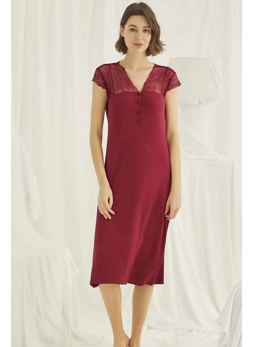 Monamise 18480 Women's Short Sleeve Nightgown Red