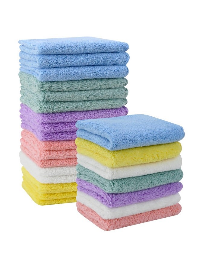 Vnoss Baby Washcloths 24-Pack, Microfiber Coral Fleece Baby Towels, Super Soft and Absorbent Wash Cloths for Newborns, Infants and Toddlers, 7''x9'', Multicolor - Image 1