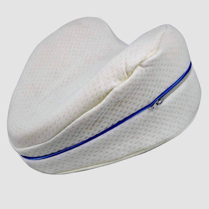 SLEEPING MEMORY FOAM PILLOW CUSHION COTTON LEG PILLOW BACK HIP JOINT KNEE PAIN RELIEF CUSHION LEG PILLOW AND KNEE PILLOW WHITE 1 PCS