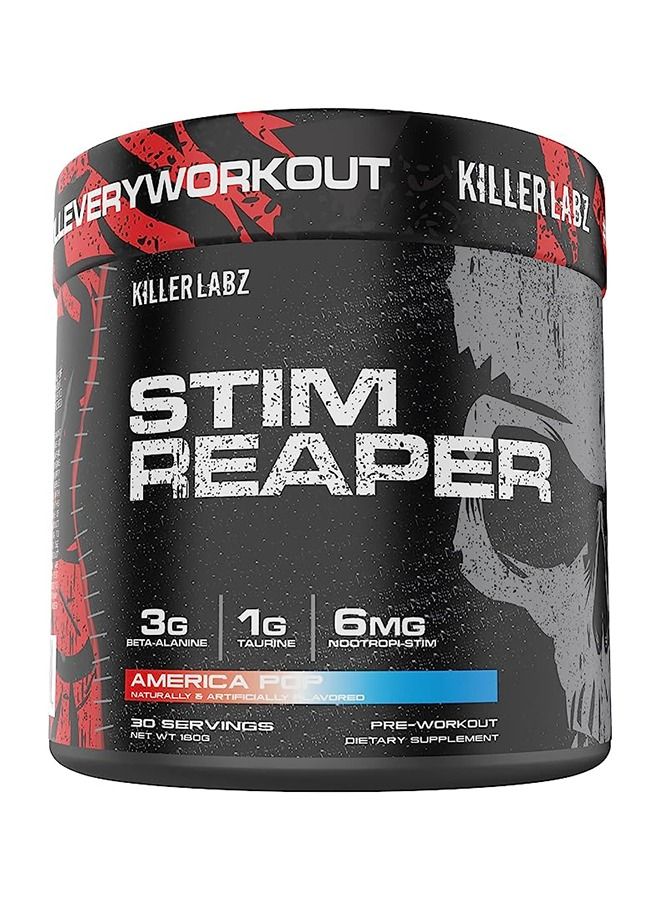 KILLER LABZ Stim Reaper Pre-Workout | 3g Beta-Alanine | 1g Taurine | 6mg Nootropi-Stim | 30 Servings (America Pop) - Image 1