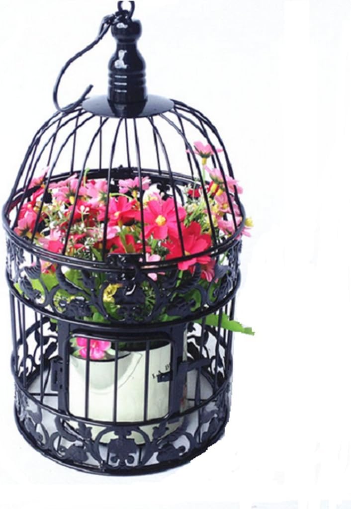 pet show Round Birdcages Wedding Gift Cards Holder Metal Wall Hanging Bird Cage for Small Birds Party Indoor Ourdoor Decoration 10.6“ Black Pack of 1 - Image 2