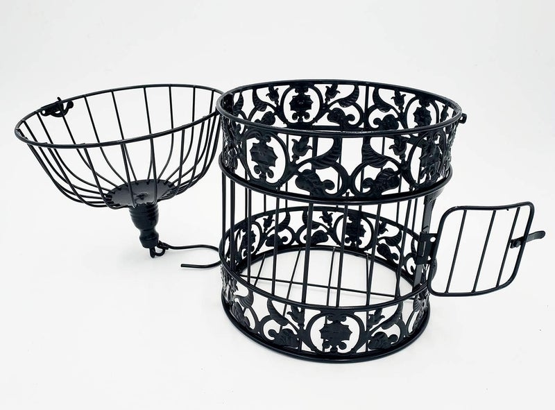 pet show Round Birdcages Wedding Gift Cards Holder Metal Wall Hanging Bird Cage for Small Birds Party Indoor Ourdoor Decoration 10.6“ Black Pack of 1 - Image 3