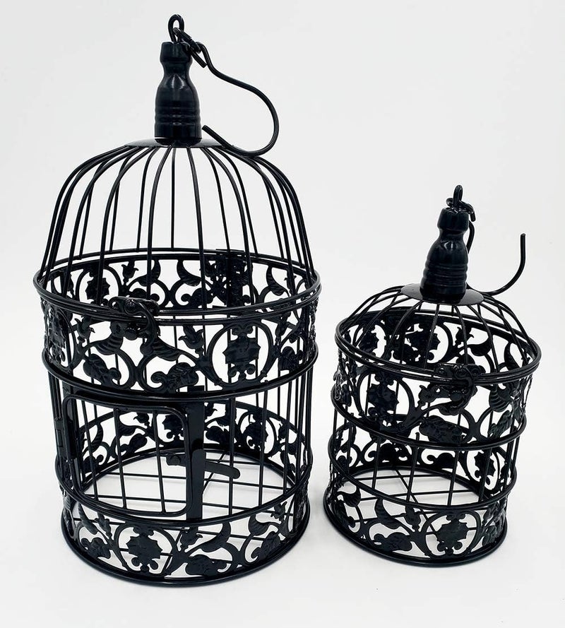 pet show Round Birdcages Wedding Gift Cards Holder Metal Wall Hanging Bird Cage for Small Birds Party Indoor Ourdoor Decoration 10.6“ Black Pack of 1 - Image 5