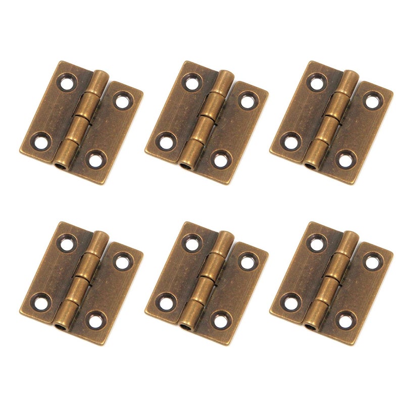 Mcredy Small Hinges for Wooden Box1 Inch Mini Hinge with Mounting Screws Butt Hinges BronzePack of 6