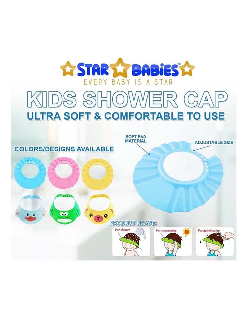 STAR BABiES أطفال النجوم - حزمة مجموعة من 2 - قبعة استحمام قابلة للتعديل مع وسادة صدر (20 قطعة) - أصفر  - Image 3