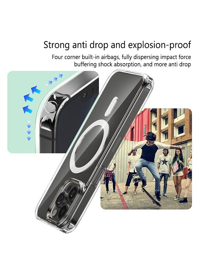 X-level Magnetic Case for iPhone 15 Pro Max Compatible with MagSafe Wireless Charging, Shockproof Phone Bumper Cover Oil-Proof Non-Yellowing Anti-Scratch Clear Back  - Image 4