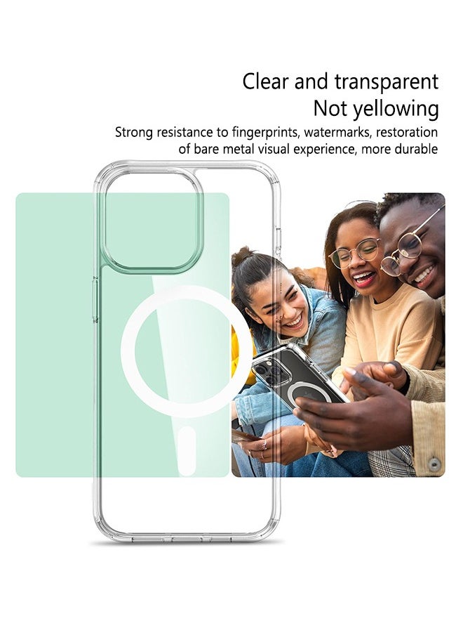 X-level Magnetic Case for iPhone 15 Pro Max Compatible with MagSafe Wireless Charging, Shockproof Phone Bumper Cover Oil-Proof Non-Yellowing Anti-Scratch Clear Back  - Image 3