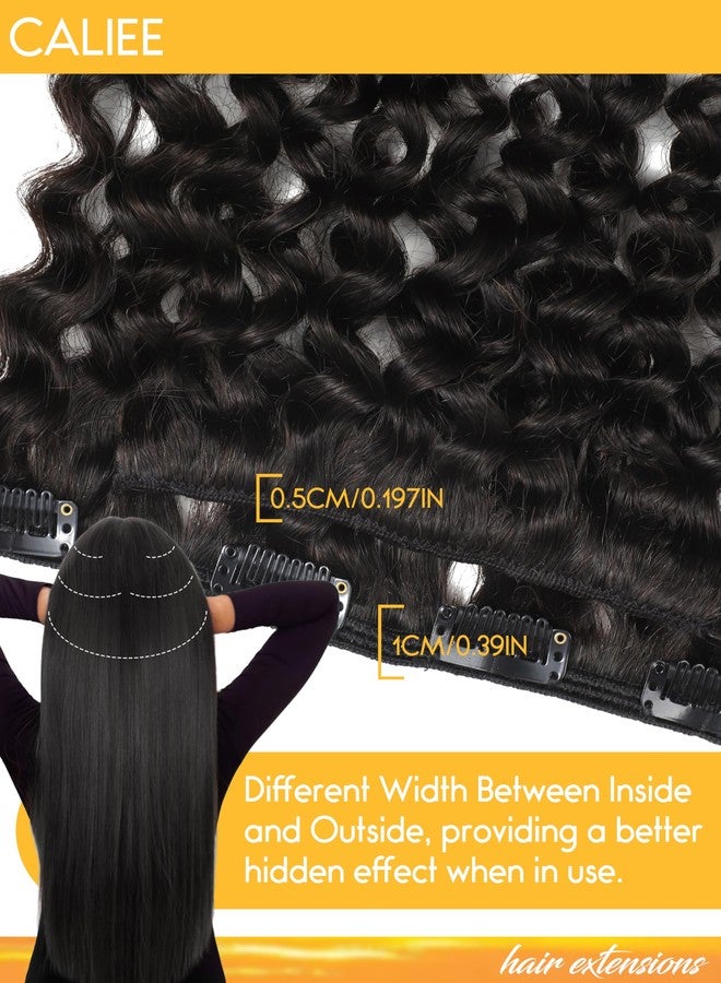 Caliee Jerry Curly Clip in Hair Extensions Real Human Hair Full Head 20Inch Natural Black 3B 3C Curly Hair Clip ins for Black Women Double Weft Natural Hair JC Curly 1B with 20 inch 120 G 7Pcs - Image 4