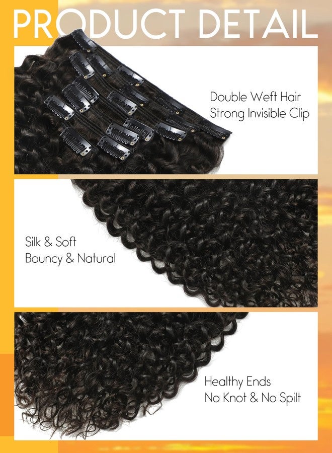 Caliee Jerry Curly Clip in Hair Extensions Real Human Hair Full Head 20Inch Natural Black 3B 3C Curly Hair Clip ins for Black Women Double Weft Natural Hair JC Curly 1B with 20 inch 120 G 7Pcs - Image 3