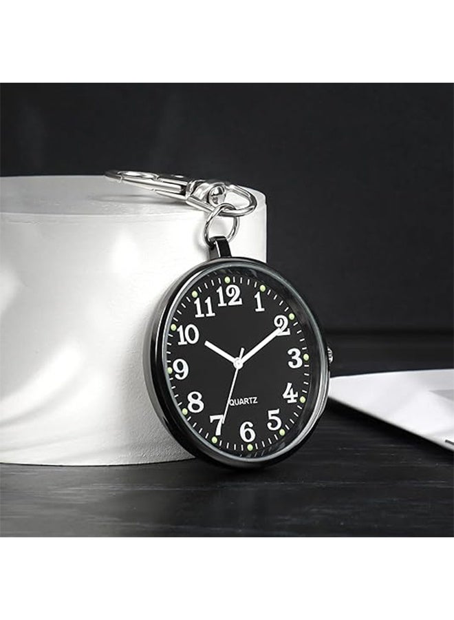 Men's Retro Keyring Pocket Watch Minimalist Ultra Thin Open Face Quartz Pocket Watch with Key Buckle Unisex Portable Unisex Pocket Watch - Image 5