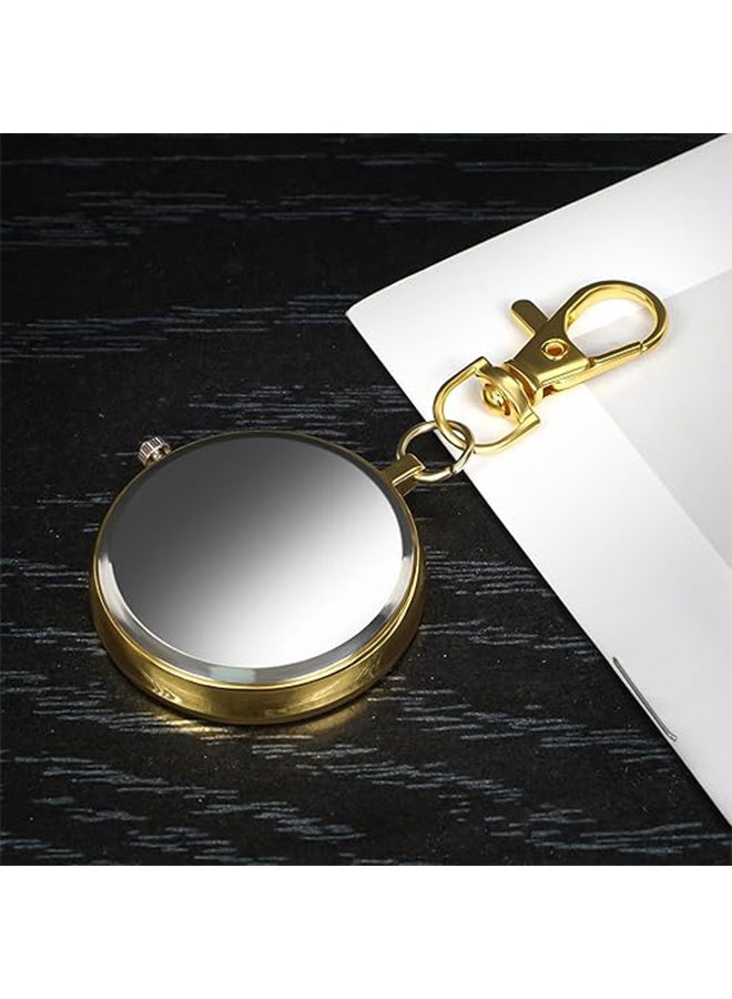 Men's Retro Keyring Pocket Watch Minimalist Ultra Thin Open Face Quartz Pocket Watch with Key Buckle Unisex Portable Unisex Pocket Watch - Image 4