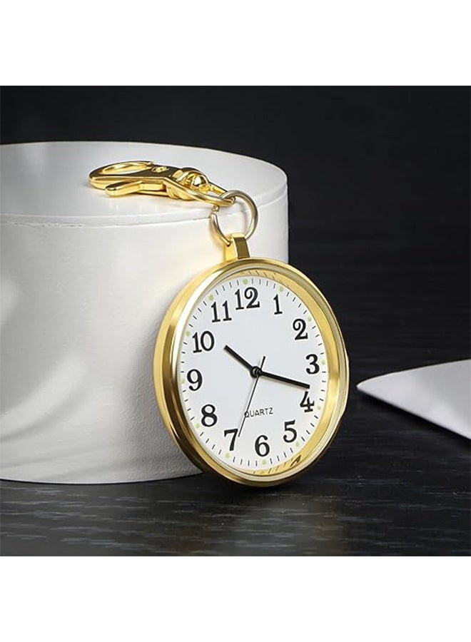 Men's Retro Keyring Pocket Watch Minimalist Ultra Thin Open Face Quartz Pocket Watch with Key Buckle Unisex Portable Unisex Pocket Watch - Image 3