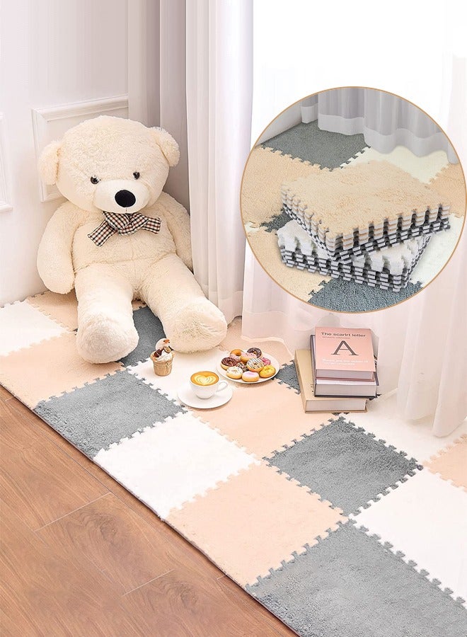 18 قطعة الحصير رغوة المتشابكة رقيق السجاد البلاط أفخم منطقة البساط المتشابكة بلاط الأرضيات لينة الطفل Playmat لغز الكلمة حصيرة - Image 1