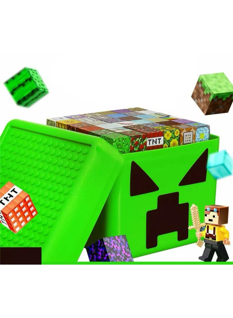 ماين كرافت مجموعة مكعبات بناء MINECRAFT كاملة أصلية ألعاب تعليمية للأطفال للتجميع (100 مكعب + 10 شخصيات صغيرة + صندوق تخزين) (نمط عشوائي) - Image 5