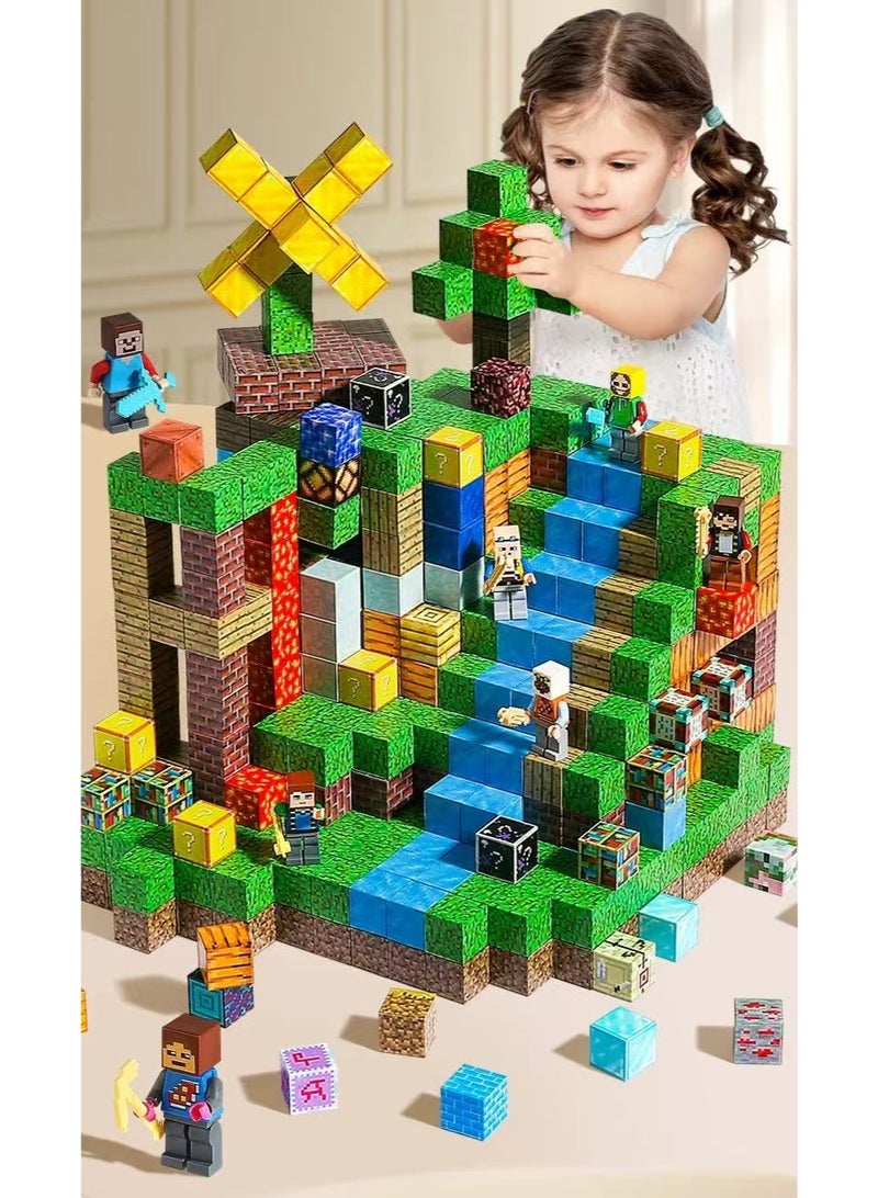 ماين كرافت مجموعة مكعبات بناء MINECRAFT كاملة أصلية ألعاب تعليمية للأطفال للتجميع (100 مكعب + 10 شخصيات صغيرة + صندوق تخزين) (نمط عشوائي) - Image 3
