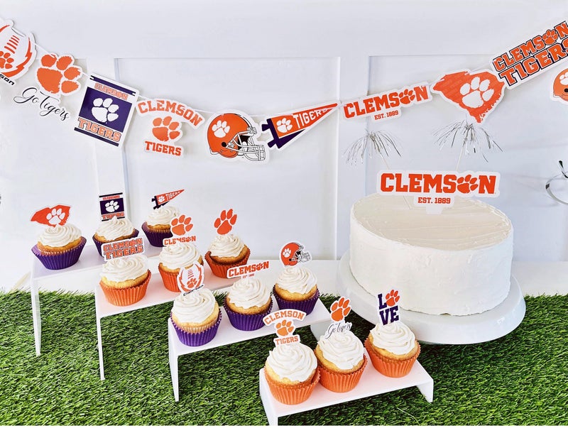 PartyKandy Clemson Party Supplies (42 Pieces) Clemson University Graduation  Football Tailgating and Birthday Party Decorations with Clemson University Banner and Cake Toppers Decorations (Clemson Tigers) - Image 3