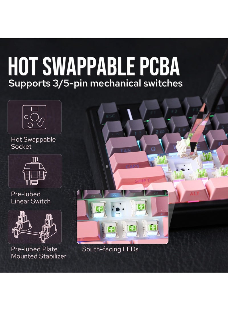 AULA F75 Reaper Switch Hot Swap Mechanical Gaming Keyboard RGB Tri-mode Bluetooth/2.4GHz/USB-C Mechanical Keyboard for PC Laptop  - Image 4