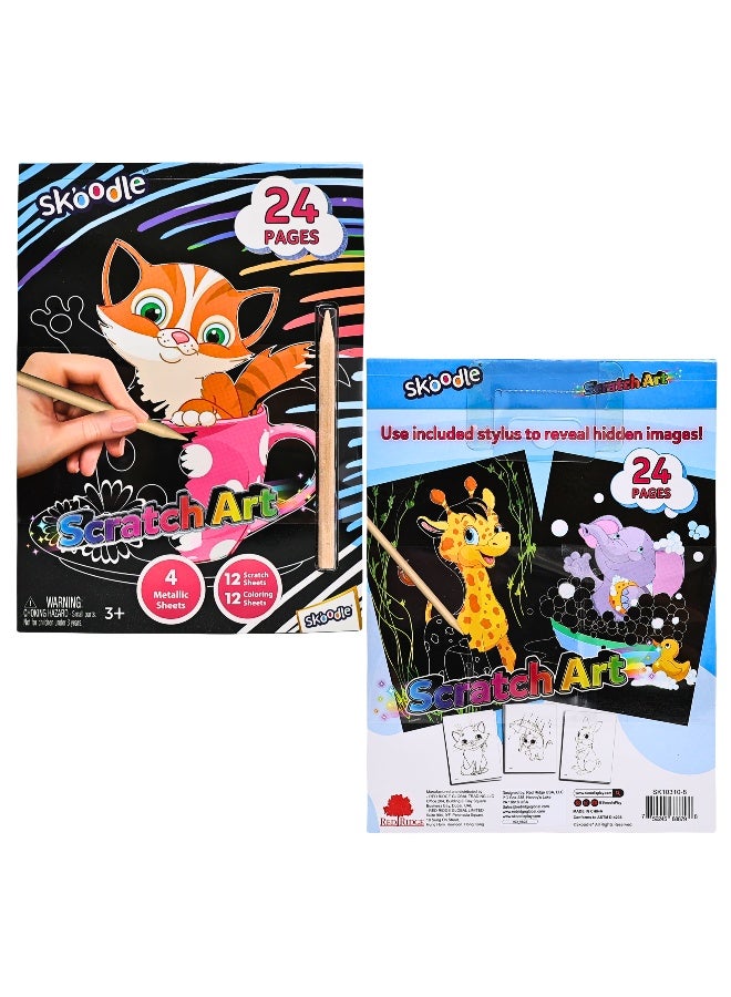 SKOODLE 24 Pages Scratch Art with Scraper| Art &Craft Kit | Mess Free Activity| Learning Toy For Kids | Age 3+ - Image 3