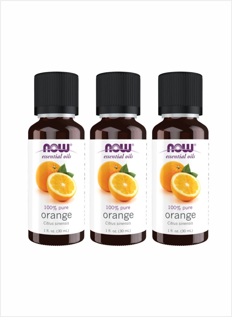 NOW Essential Oils 100% Pure Orange Oil - Fresh & Citrusy, 30ml (Pack of 3)
