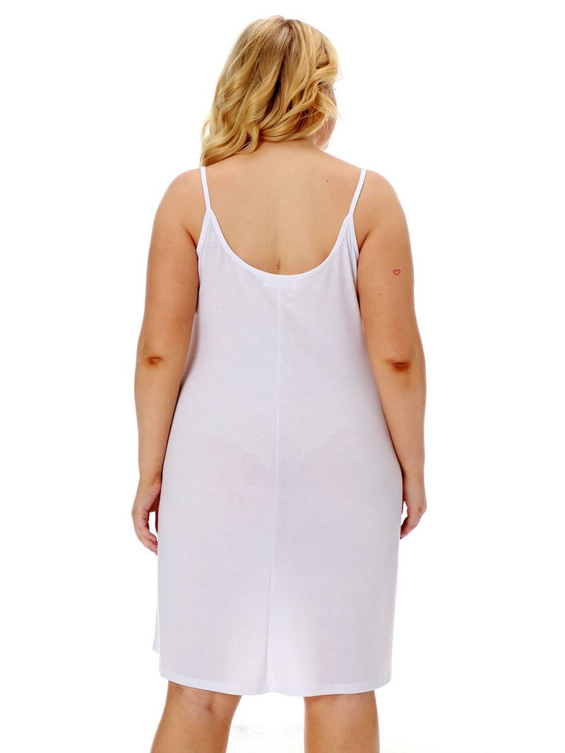 7th Element Plus Size Slip Dress for Women Under Dresses 2025 Spaghetti Strap Cami Camisoles Sun Tank Sleeveless Sundress(White,2X) - Image 4