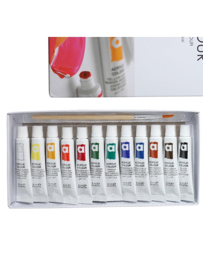 ART RANGERS Premium 12-Color Acrylic Paint Set (6ml Tubes) with 1 Painting Brush - High Quality Art Craft Supplies for Artists, Beginners & Students - Image 5
