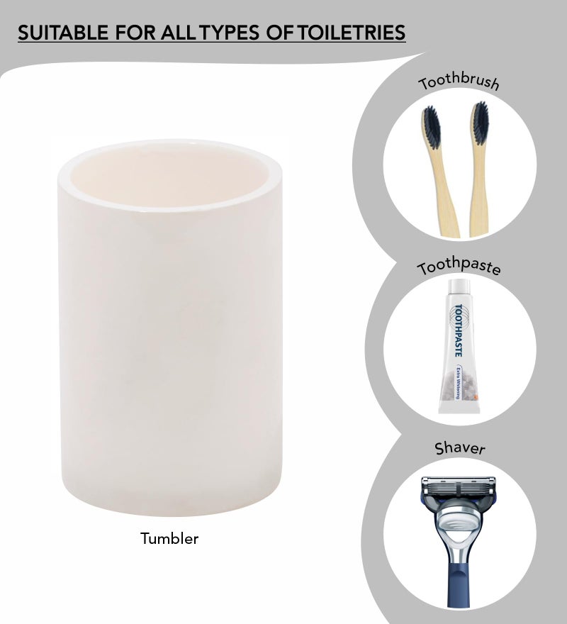 OBSESSIONS Set of 4 Pc Polyresin Bathroom Set, Ivory - Image 4