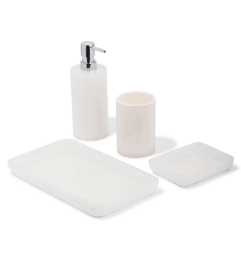 OBSESSIONS Set of 4 Pc Polyresin Bathroom Set, Ivory - Image 2