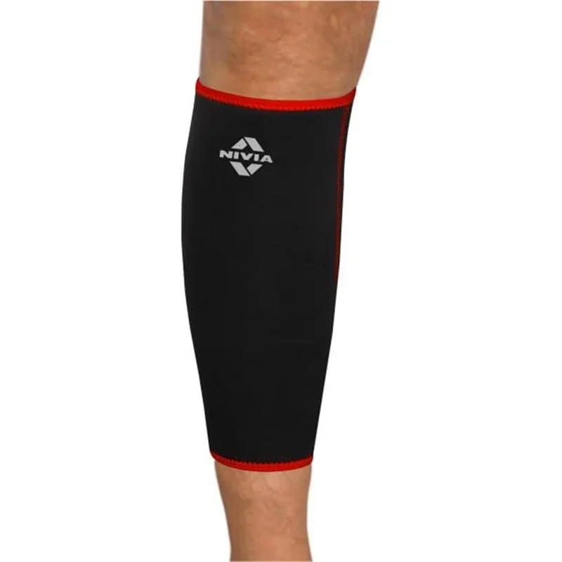 نيفيا Nivia Calf Support Sleeve for Compression and Circulation - Black/Red, Size L