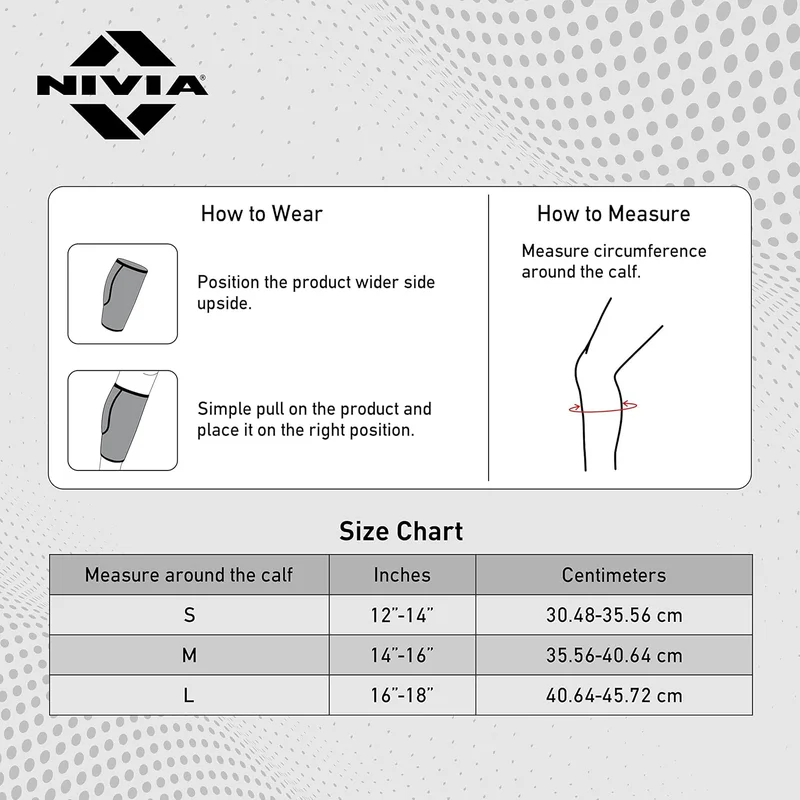 Nivia  Nivia Calf Support Sleeve for Compression and Circulation - Black/Red, Size L  | Best Price UAE