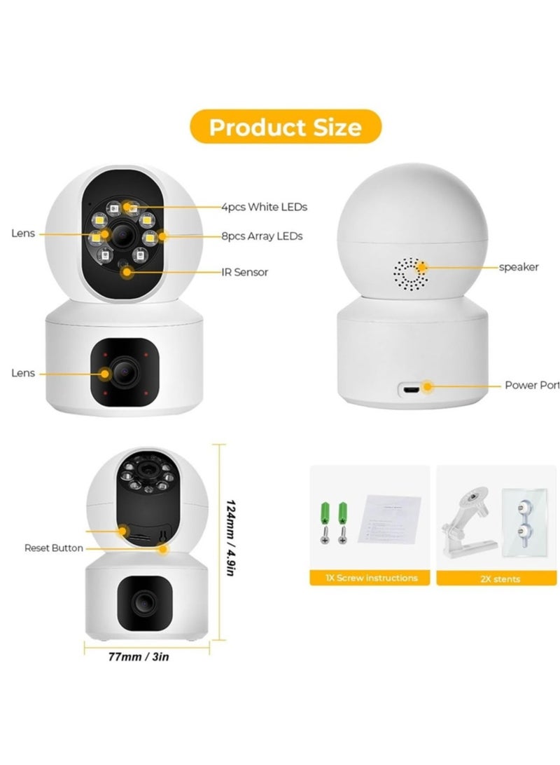WiFi Security Camera, Storage Card Storage Dual Lens Indoor Surveillance Camera Motion Detection 100‑240V for Pet for Home - Image 3