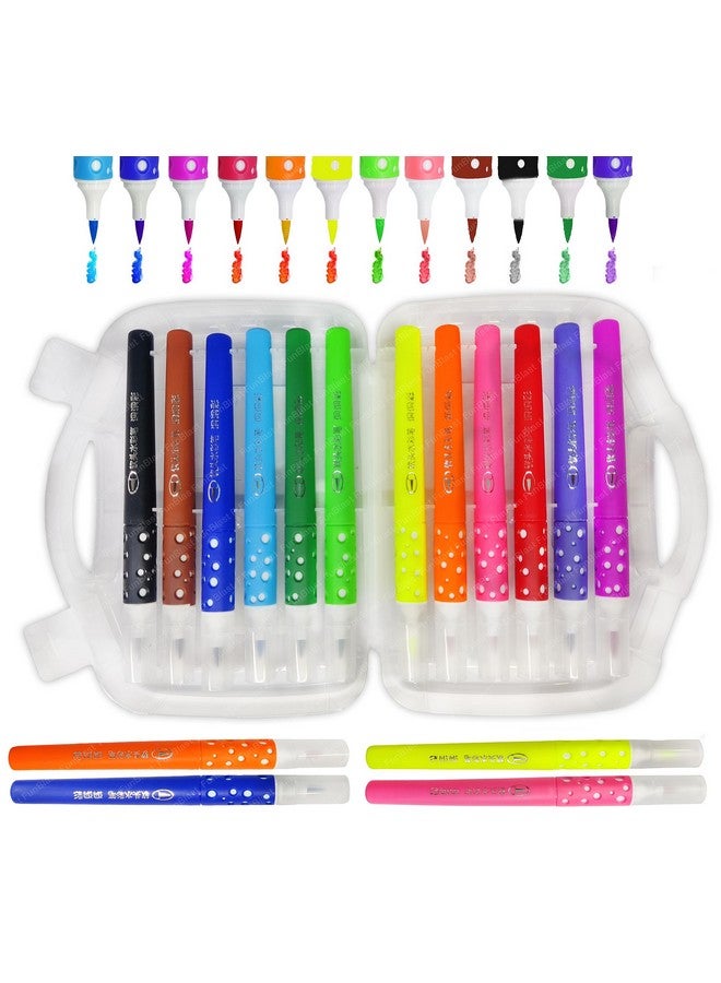 FunBlast Brush Markers - 12 Pcs Coloring Markers Sketch Pens - Coloring Kit Artist Marker Pens, Art Line Colour Pens, Water Based Marker for Calligraphy Drawing Sketching - Image 1