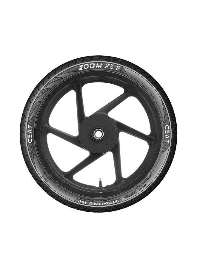 Ceat Zoom X3 90/90-17 49P Tubeless Bike Tyre, Black - Image 1