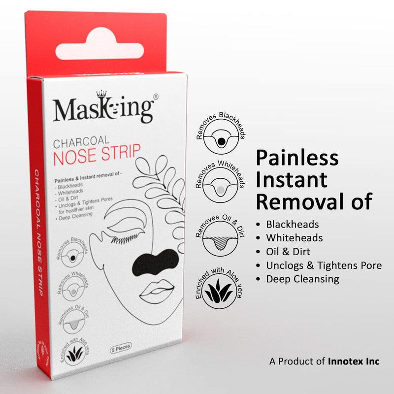 MASKING skin Charcoal Nose Strip for Blackheads Remover for Women Men Pack of 5 25 Strips - Image 3