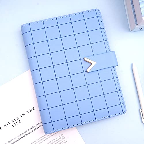 CAGIE A5 6 Ring Binder Refillable Notebook Spiral bound Leather Journal for Business Planner Personal Organizer Refillable notebooks for work, Lake Blue - Image 4