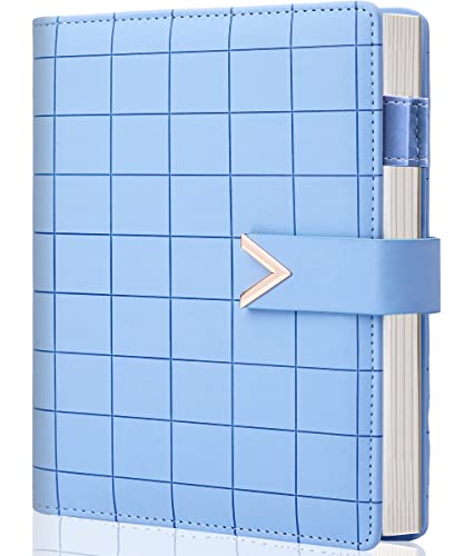 CAGIE A5 6 Ring Binder Refillable Notebook Spiral bound Leather Journal for Business Planner Personal Organizer Refillable notebooks for work, Lake Blue - Image 1