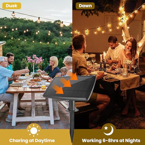 Yusist 200FT Solar String Lights Outdoor Waterproof with Remote,G40 Solar Powered String Lights with 60+3 LED Shatterproof Bulbs, Dimmable Solar Patio Hanging Lights for Outside Backyard Party - Image 3