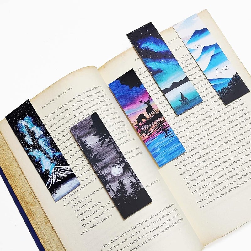 Antara Wilderness Magnetic Bookmarks with Inspirational Quotes | Set of 5 Book Marks with Stong Magnet | Beautiful Nature Paintings | Laminated Matte Finish | Ideal Gift for Bookworms | 1.3" X4.5" - Image 1