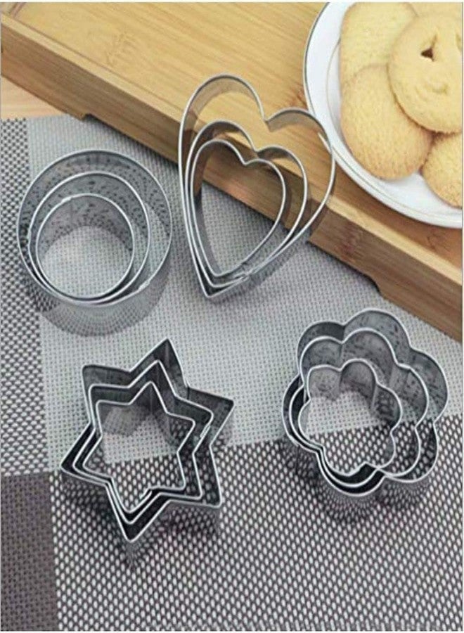 Akshify Cookie Cutter StaAinless SteEel CoOokie CutteEr with 4Shape, 12 Pieces CooOkie CuUtter StainlesSs SteeLl CoOokie CuTtter with Shape 12 Pcs 4 Different Shapes STtainless StEeel Biscuit - Image 2