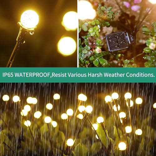 vignuto Solar Lights Outdoor Waterproof 4 Pack of 32 LEDs Garden Patio Firefly Decoration Unique Gifts Women Grandparents - Image 4