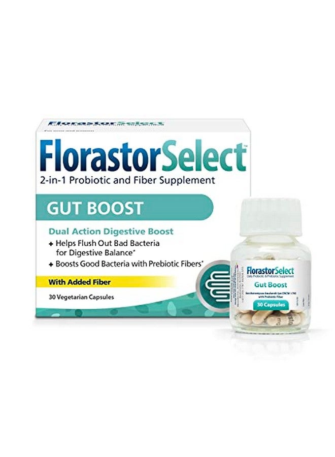 Florastor Select Gut Boost Daily Probiotic & Prebiotic Supplement For Women And Men Boosts Good Bacteria Saccharomyces Boulardii Cncm I745 (30 Capsules) - Image 1