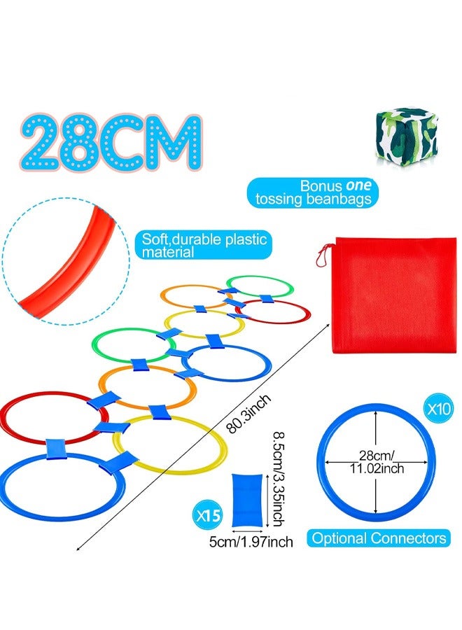 Twist and Turn Hoops Hopscotch Ring Game with Hoop Connectors Outdoor Indoor Obstacle Course for Kids Playground Balance Agility Training  - Image 2